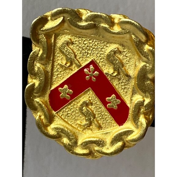 Gold-Tone Heraldic Shield Clip-On Earrings J0216 - Picture 2 of 7
